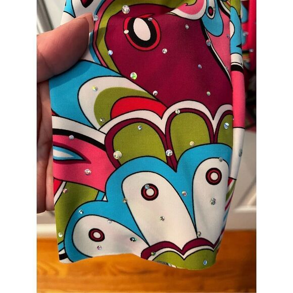 Vintage Style 1970’s Disco Print Crystal Embellished Shirt sz XL - Picture 4 of 5